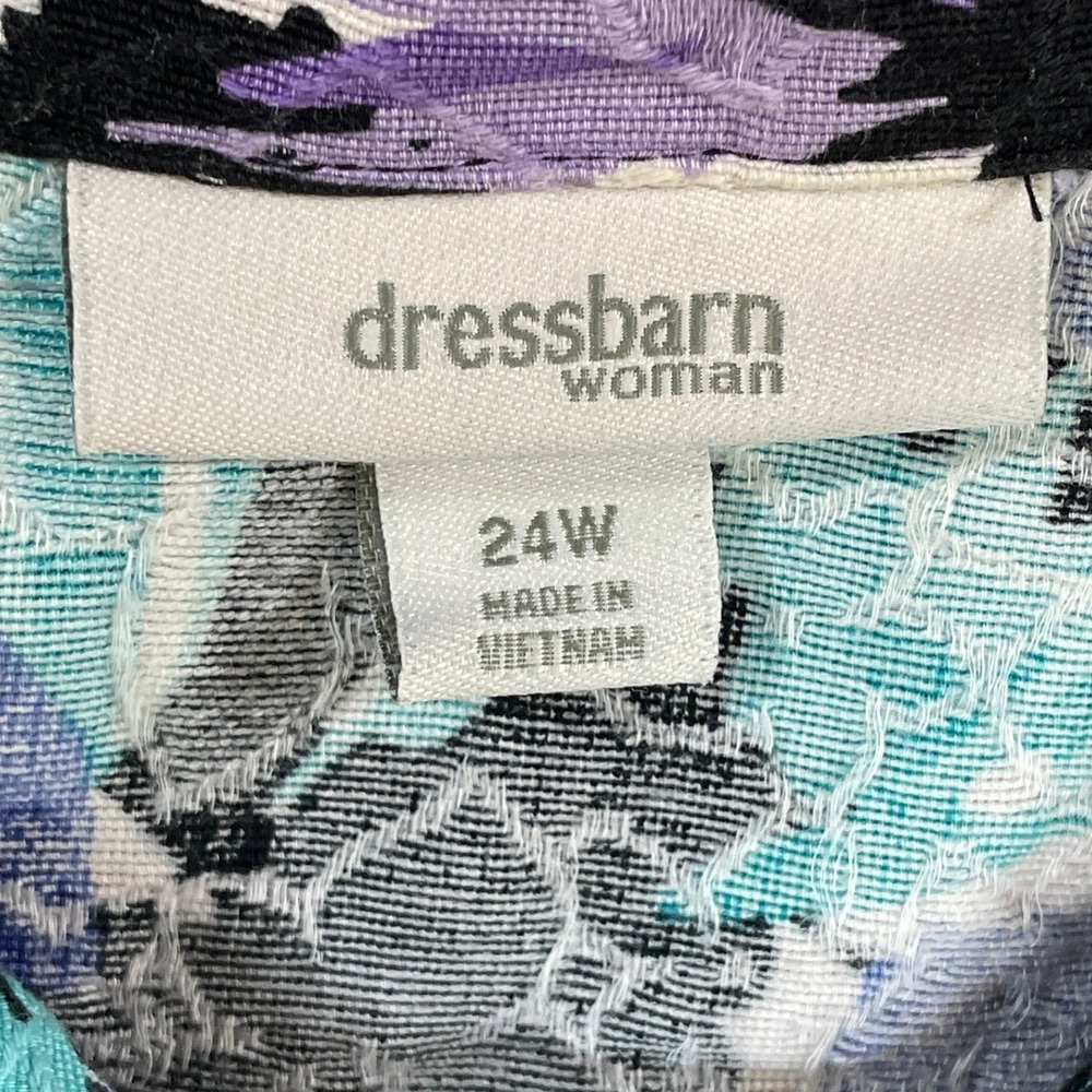 Dressbarn Woman Floral Zip Up Jacket Womens 24W Blue Purple Cotton Matelasse - Picture 3 of 9
